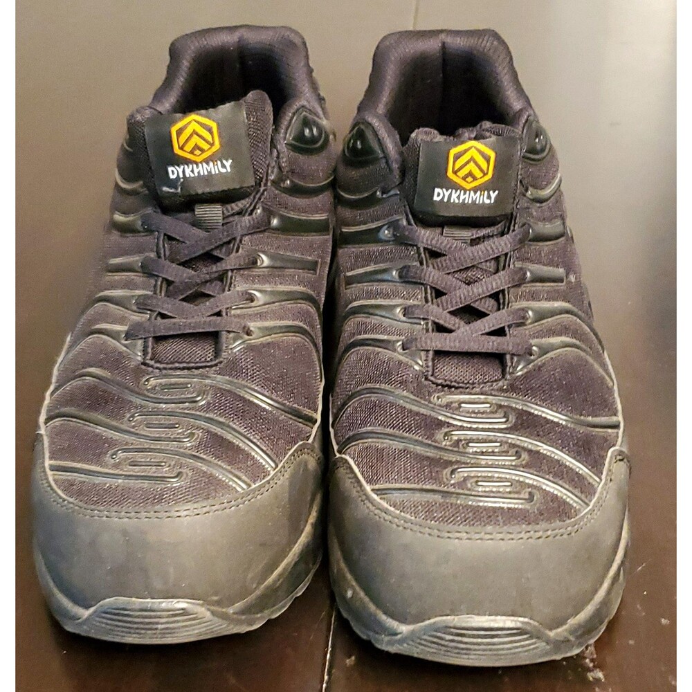 DYKHMILY Men's Black Low Top Lace-Up Athletic Sneakers work wear